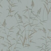 Vliestapete Blau Bl&auml;tter-Zweige Vintage Eleganz...