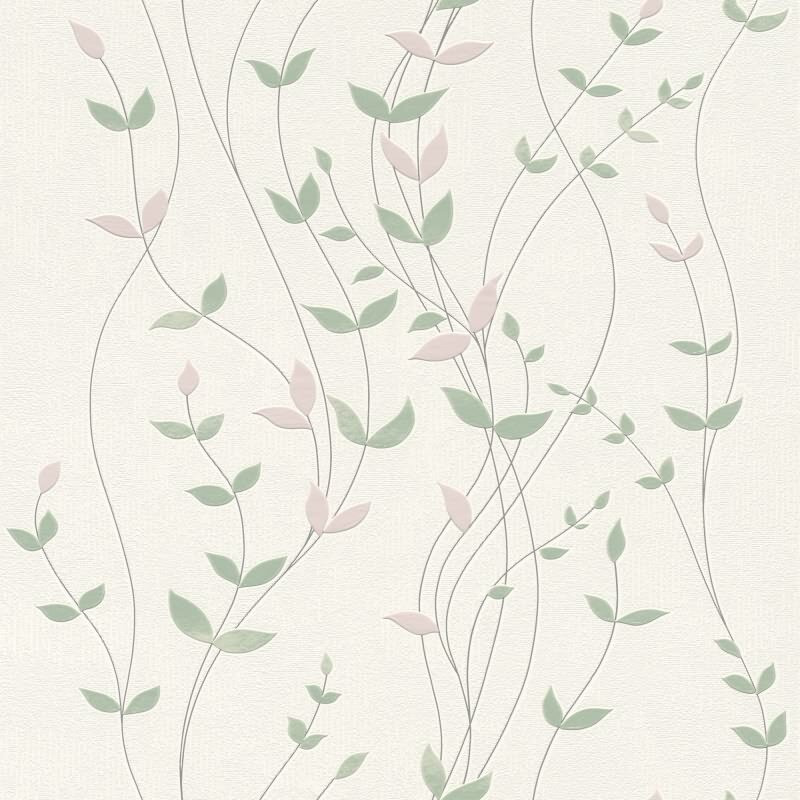 Vliestapete Weiß Blätter-Zweige Vintage Eleganz Rasch Deco Style (KG-176346)