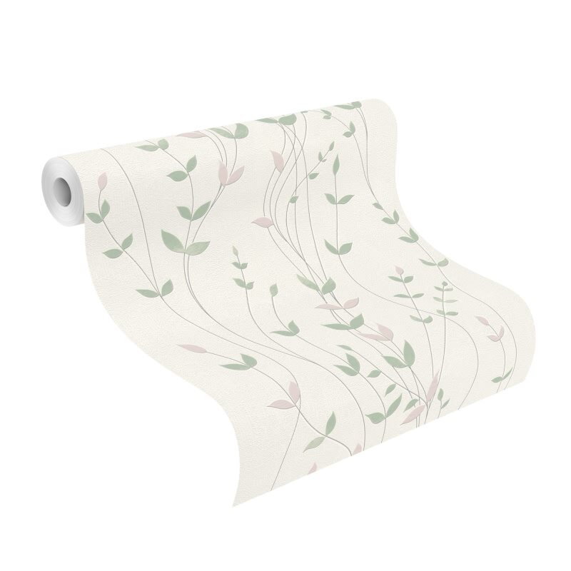 Vliestapete Weiß Blätter-Zweige Vintage Eleganz Rasch Deco Style (KG-176346)