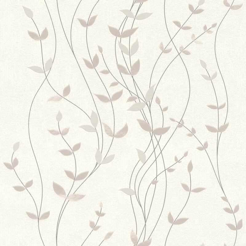 Vliestapete Weiß Blätter-Zweige klassisches Deco Design Rasch Deco Style (KG-176347)