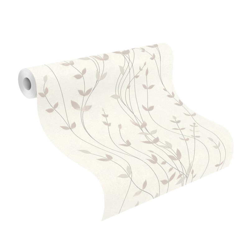 Vliestapete Weiß Blätter-Zweige klassisches Deco Design Rasch Deco Style (KG-176347)