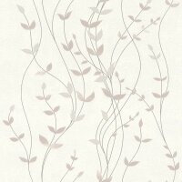 Vliestapete Wei&szlig; Bl&auml;tter-Zweige klassisches...