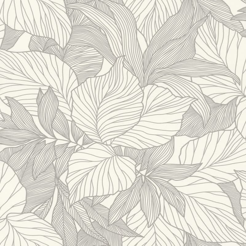 Vliestapete Weiß Blätter-Zweige Vintage Eleganz Rasch Glitzer Deco Style (KG-176354)