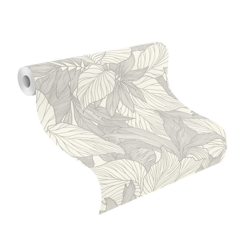 Vliestapete Weiß Blätter-Zweige Vintage Eleganz Rasch Glitzer Deco Style (KG-176354)