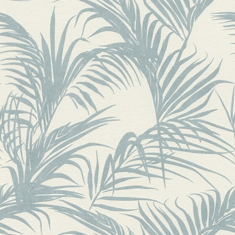 Vliestapete Blau Blätter-Zweige Art-Déco Flair Rasch Botanical Deco Style (KG-176357)