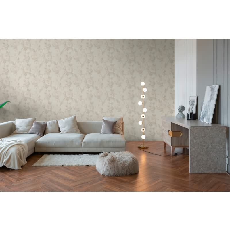 Premium Vliestapete Blumen / Floral Grau mit Weiß - Pintwalls III (KG-176950)