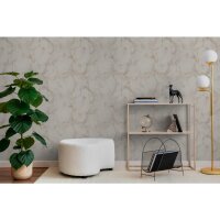 Hochwertige Vliestapete Marmor Beige & Weiß -...