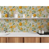 Edle Vliestapete mit Blumen / Floral in Gelb &amp; Grau...