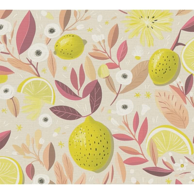 Stilvolle Blumen / Floral-Tapete Beige mit Gelb aus Pintwalls III (KG-176955)