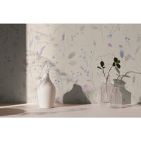 Blumen / Floral-Muster Vliestapete im Wei&szlig;-Ton -...