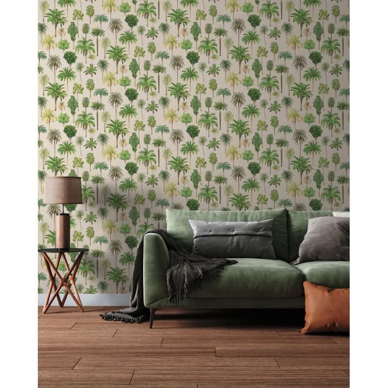 Premium Vliestapete Bäume & Wald Beige mit Grün - Pintwalls III (KG-176959)