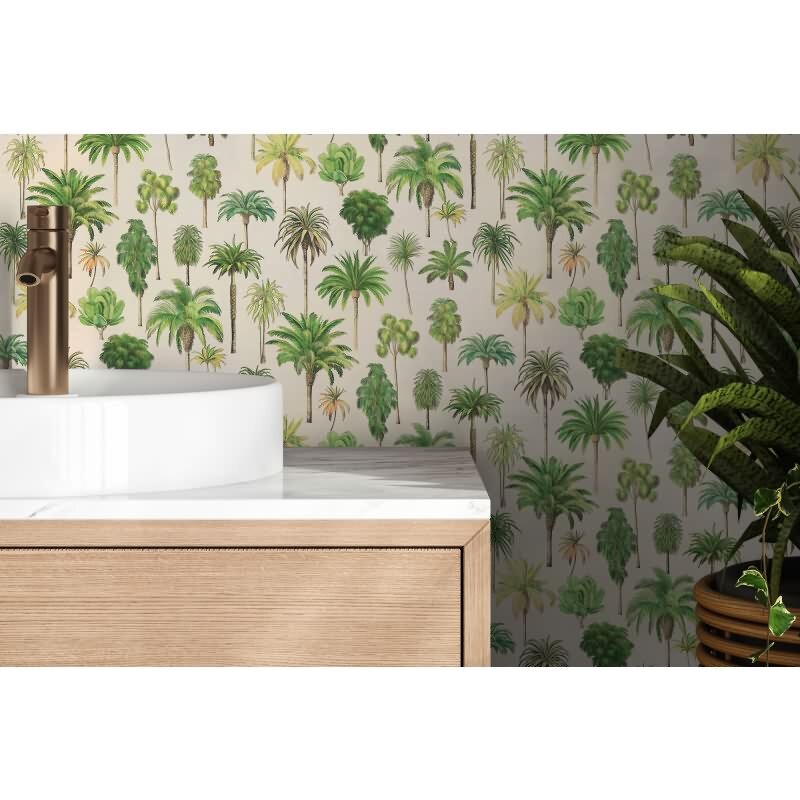 Premium Vliestapete Bäume & Wald Beige mit Grün - Pintwalls III (KG-176959)