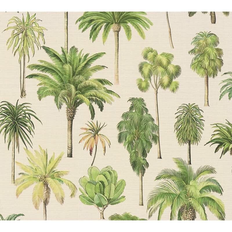 Premium Vliestapete Bäume & Wald Beige mit Grün - Pintwalls III (KG-176959)