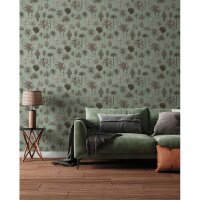 Edle Vliestapete mit B&auml;ume &amp; Wald in Braun &amp;...