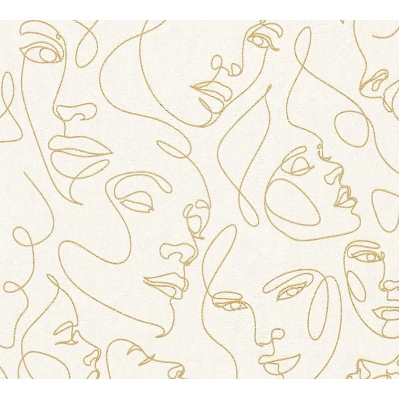 Stilvolle Menschen-Tapete Weiß mit Gold aus Pintwalls III (KG-176964)