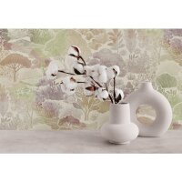 Elegante Vliestapete Beige-B&auml;ume &amp; Wald -...