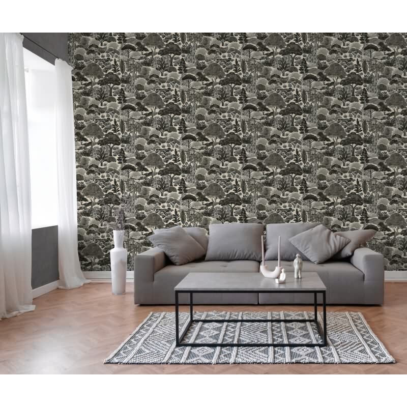 Premium Vliestapete Bäume & Wald Grau mit Schwarz - Pintwalls III (KG-176969)