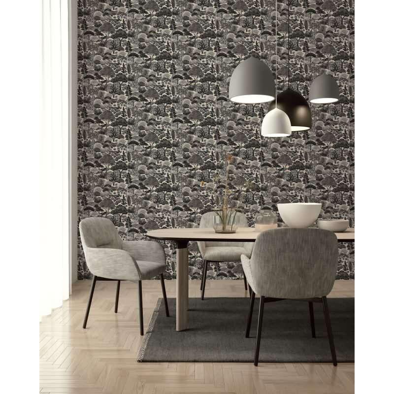 Premium Vliestapete Bäume & Wald Grau mit Schwarz - Pintwalls III (KG-176969)