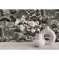 Premium Vliestapete B&auml;ume &amp; Wald Grau mit...