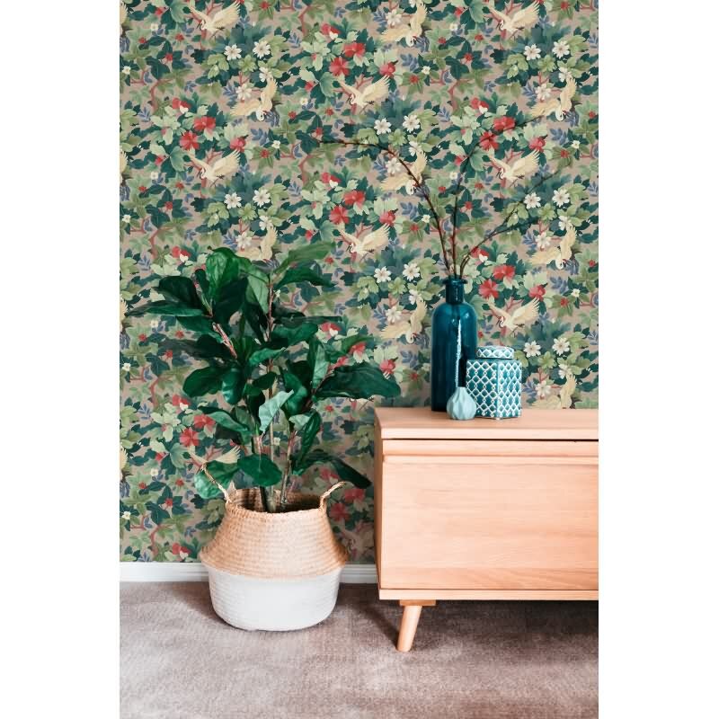 Edle Vliestapete mit Blätter & Zweige in Beige & Grün (Pintwalls III) (KG-176970)