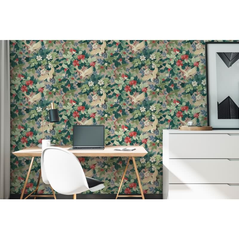 Edle Vliestapete mit Blätter & Zweige in Beige & Grün (Pintwalls III) (KG-176970)