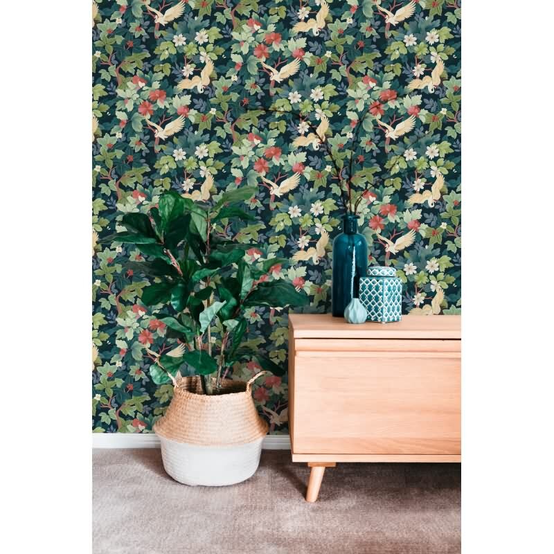 Premium Vliestapete Blätter & Zweige Blau mit Grün - Pintwalls III (KG-176971)