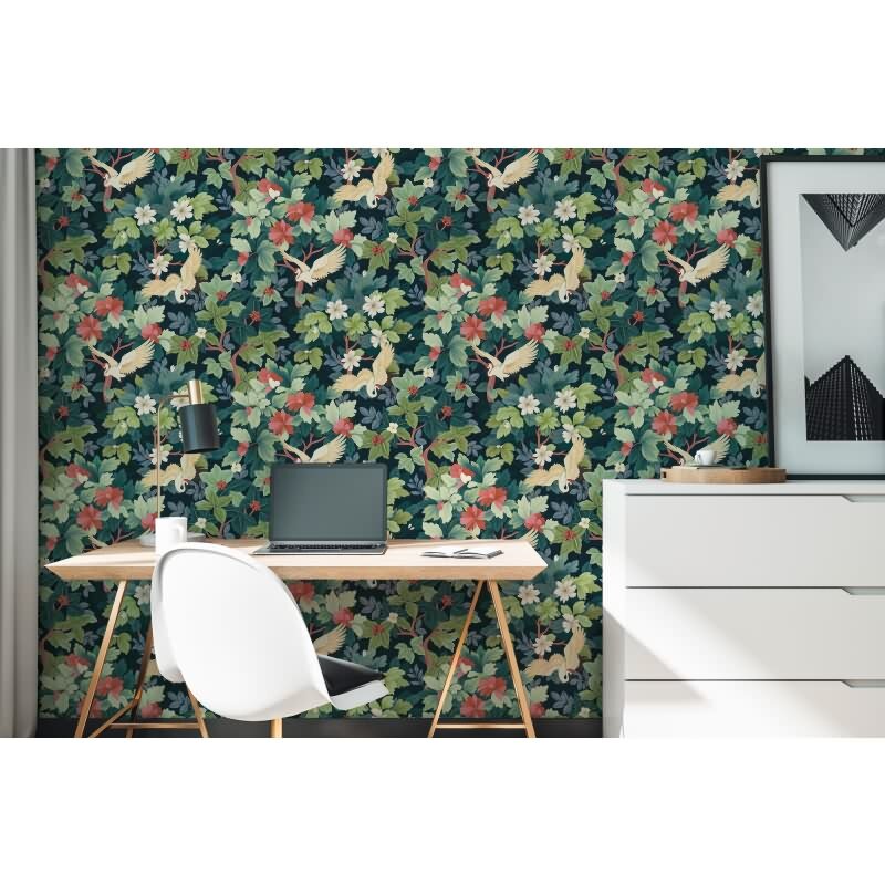 Premium Vliestapete Blätter & Zweige Blau mit Grün - Pintwalls III (KG-176971)