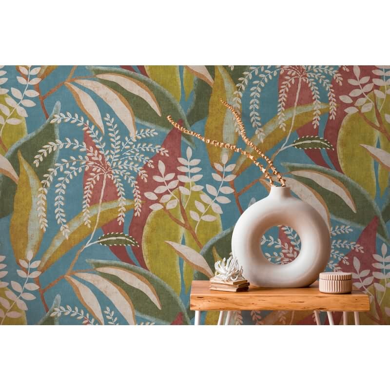 Blätter & Zweige Vliestapete in Blau & Rot - Pintwalls III von AS-Creation (KG-176972)