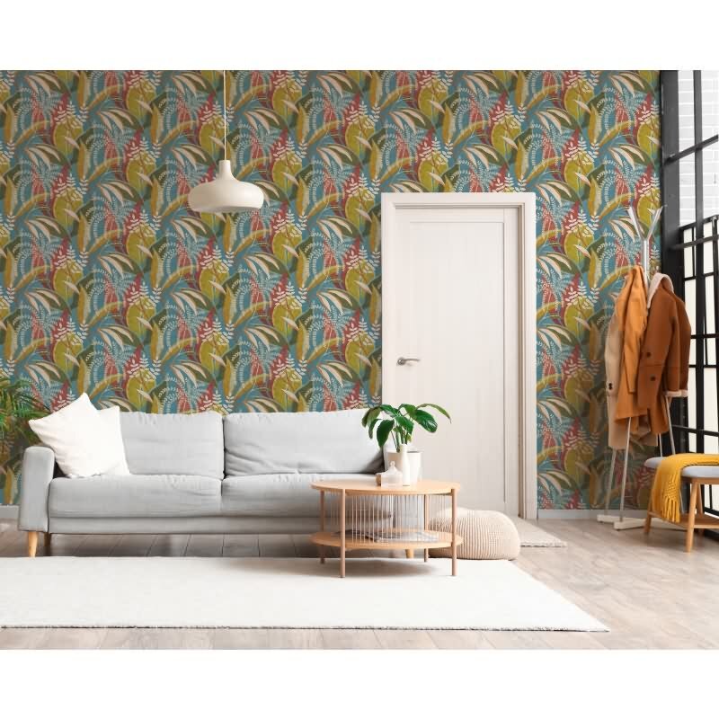 Blätter & Zweige Vliestapete in Blau & Rot - Pintwalls III von AS-Creation (KG-176972)