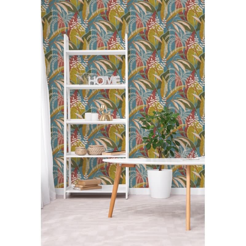 Blätter & Zweige Vliestapete in Blau & Rot - Pintwalls III von AS-Creation (KG-176972)