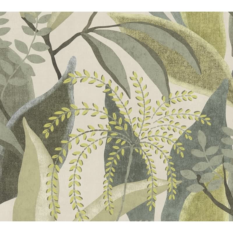 Premium Vliestapete Blätter & Zweige Grün mit Beige - Pintwalls III (KG-176973)