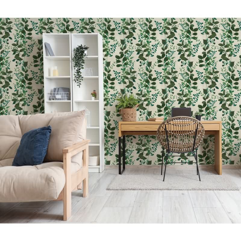 Hochwertige Vliestapete Blätter & Zweige Grau & Weiß - Pintwalls III (KG-176977)