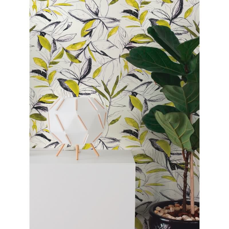 Hochwertige Vliestapete Blätter & Zweige Grün & Schwarz - Pintwalls III (KG-176983)