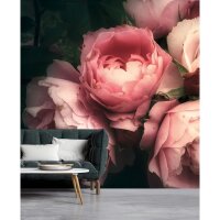 Blumen / Floral Vliestapete in Beige &amp; Rosa - WALL...