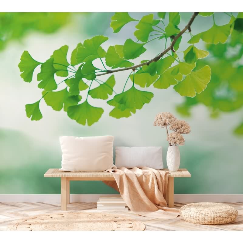 Edle Vliestapete mit Bäume & Wald in Grün & Weiß (WALL LOVE) (KG-176989)