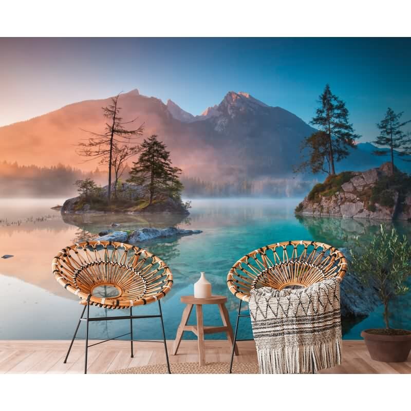 Edle Vliestapete mit Landschaft in Blau & Braun (WALL LOVE) (KG-176992)
