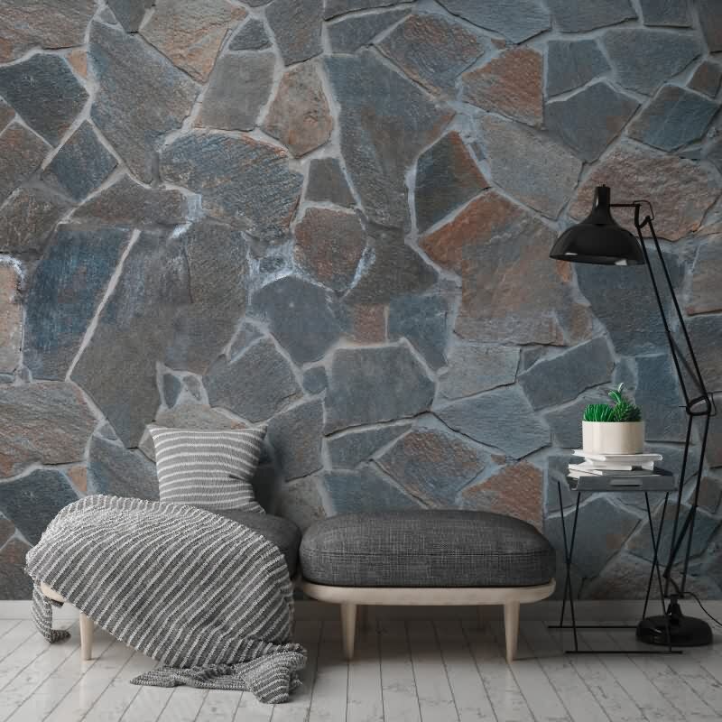 Stein-Muster Vliestapete im Braun-Ton - WALL LOVE Serie (KG-177006)