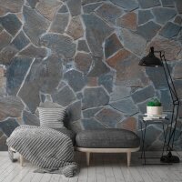 Stein-Muster Vliestapete im Braun-Ton - WALL LOVE Serie...