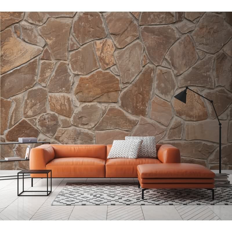 Stein-Muster Vliestapete im Braun-Ton - WALL LOVE Serie (KG-177007)