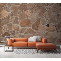 Stein-Muster Vliestapete im Braun-Ton - WALL LOVE Serie...
