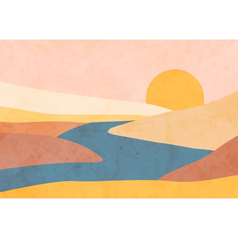 Premium Vliestapete Grafik & Geometrie Blau mit Bunt - WALL LOVE (KG-177011)