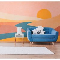 Premium Vliestapete Grafik &amp; Geometrie Blau mit Bunt...