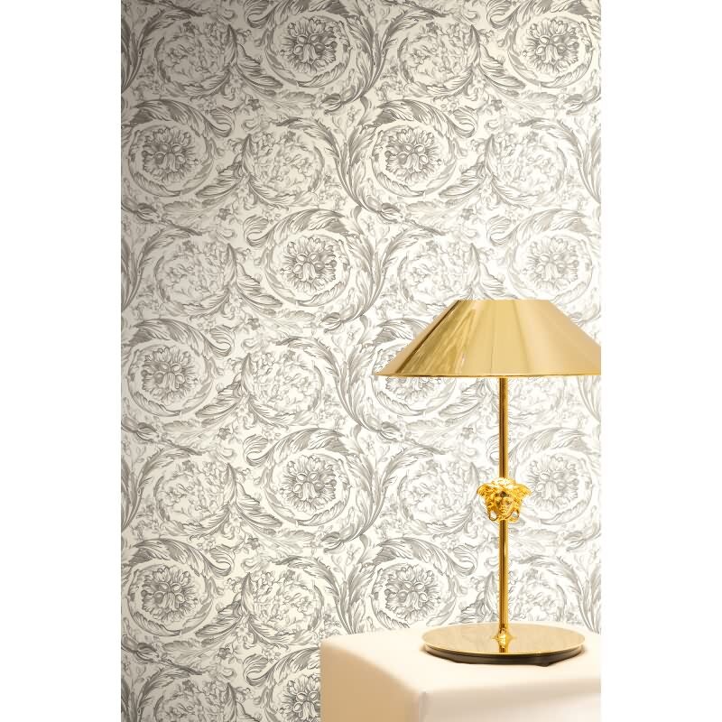 Hochwertige Vliestapete Art Déco Grau & Weiß - Versace 6 (KG-177042)