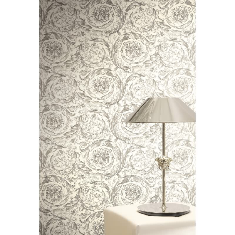 Hochwertige Vliestapete Art Déco Grau & Weiß - Versace 6 (KG-177042)