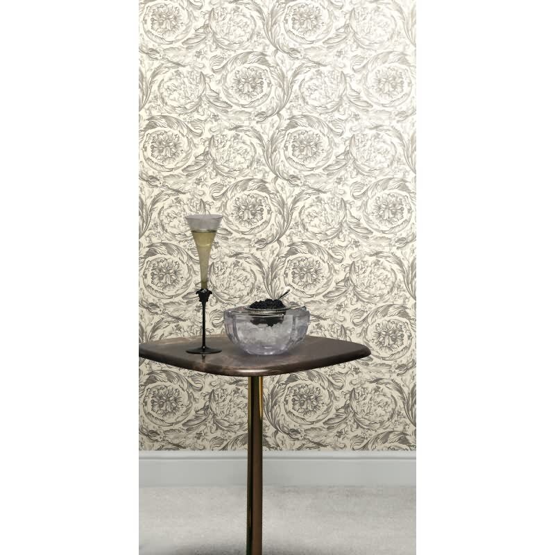 Hochwertige Vliestapete Art Déco Grau & Weiß - Versace 6 (KG-177042)