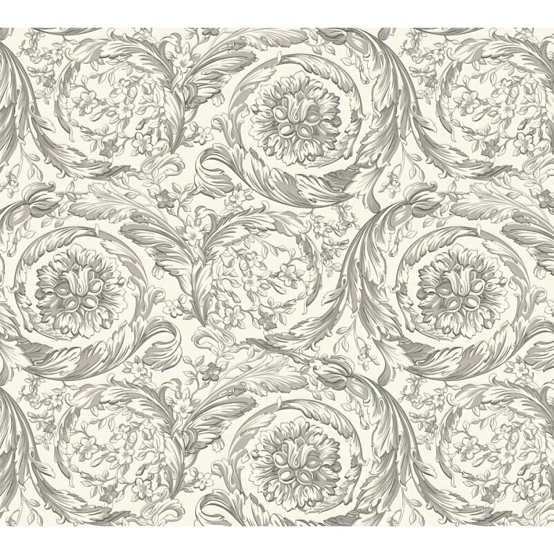 Hochwertige Vliestapete Art Déco Grau & Weiß - Versace 6 (KG-177042)