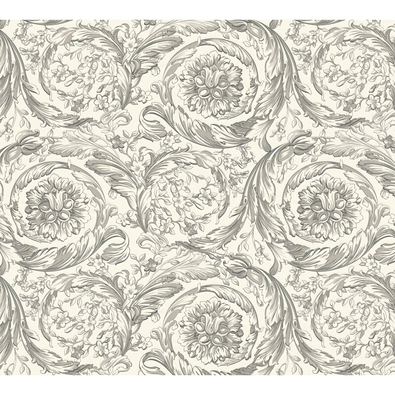 Hochwertige Vliestapete Art Déco Grau & Weiß - Versace 6 (KG-177042)