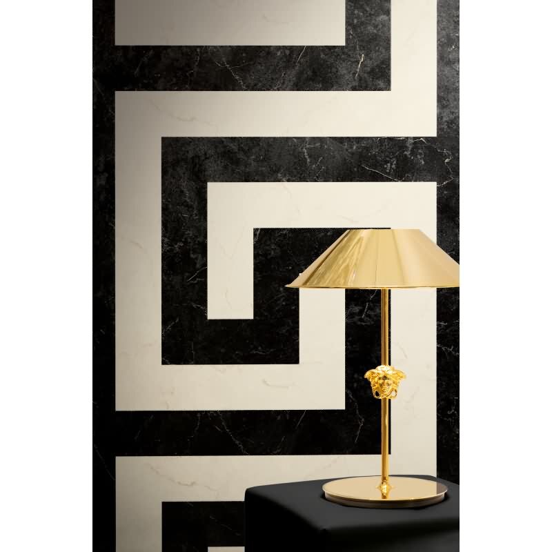 Edle Vliestapete mit Marmor in Schwarz & Weiß (Versace 6) (KG-177044)