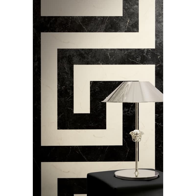 Edle Vliestapete mit Marmor in Schwarz & Weiß (Versace 6) (KG-177044)