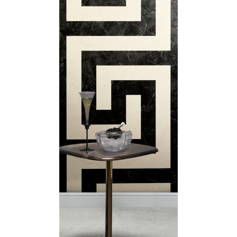 Edle Vliestapete mit Marmor in Schwarz & Weiß (Versace 6) (KG-177044)